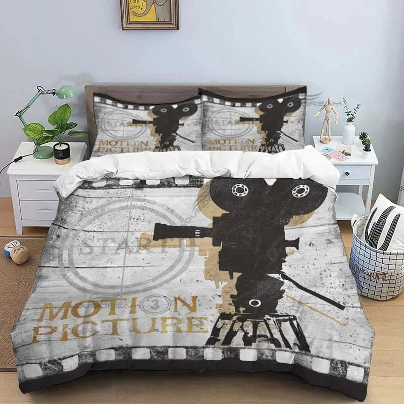 Movie Film Clap Board Patterns Comforter Bedding Set,Duvet Cover Bed Set Quilt Cover Pillowcase,King Queen Size Bedding Set