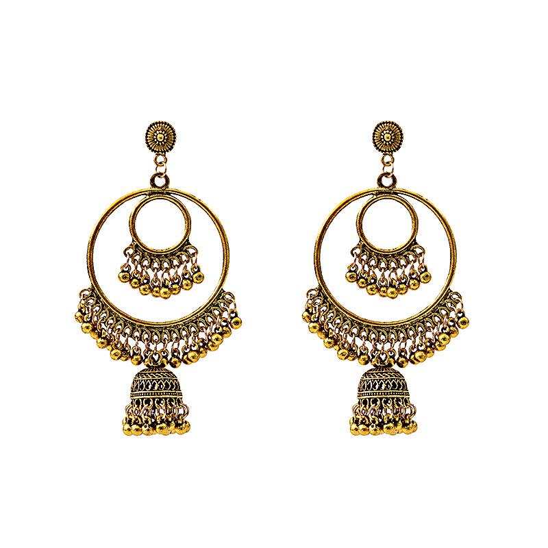 Bohemian Owl Bronze Filigree Earrings with Turquoise Tassels