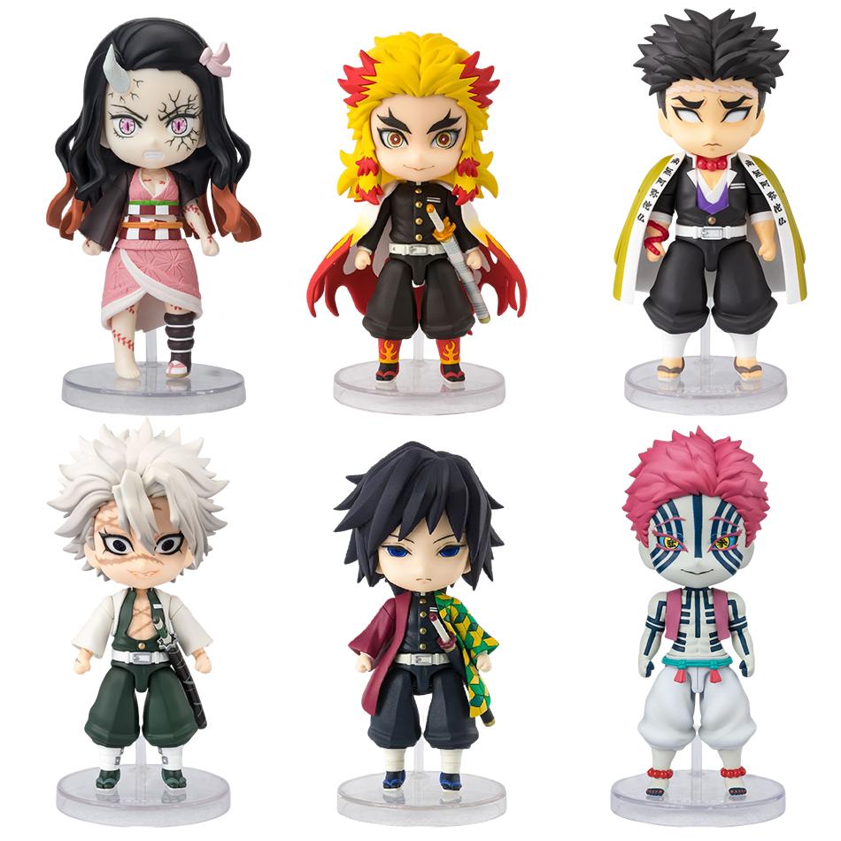 6 Stück/Set Dämonentöter Q-Version Stehende Figur Spielzeug Anime Kimetsu no Yaiba Tanjiro Nidouzi Inosuke Zenizu PVC Figurenmodell Spielzeug