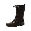 New Retro Knight Short Boots Women's Autumn and Winter Boots Lace-up Western Boots Niche Flat-bottomed Color Matching Short Boots
