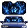 1 Stück Thunder Blue Wolf Auto Windschutzscheiben-Sonnenschutz UV-Strahlen Hitzeschutz Hält Fahrzeug Kühl Einzigartiges Design Passend für Limousinen SUVs Lkw Wohnmobile
