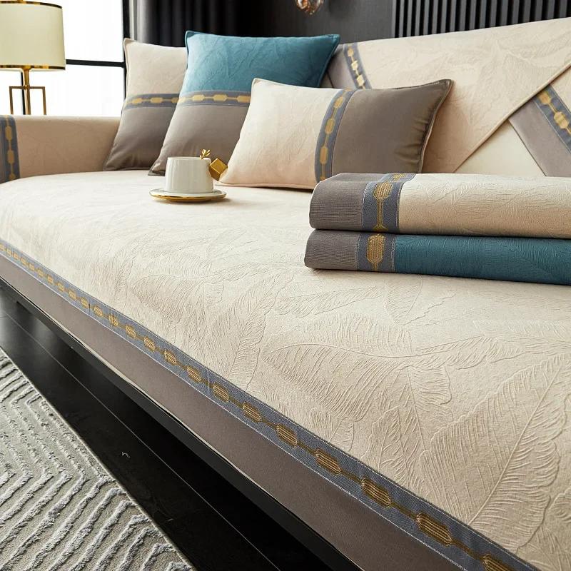 

Роскошные чехлы на диван с перьями для гостиной, четыре сезона, синель, стереоскопическая жаккардовая подушка для дивана, современный нескользящий чехол для дивана 45cm pillowcase 1pcs грязно-белый