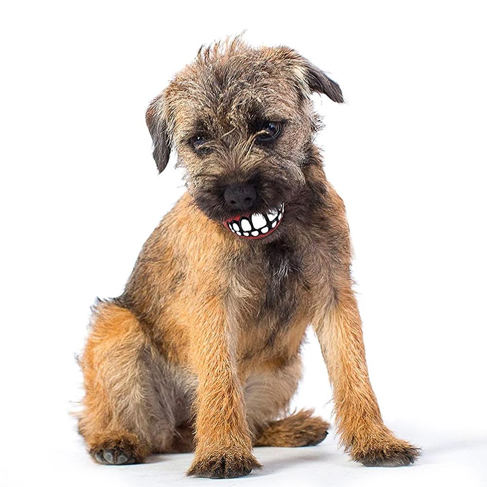 Vinyl Ball With Teeth Dog Toy Colorful Funny Squeaky Sound Dog Puppy Play Toys For Indoor Outdoor