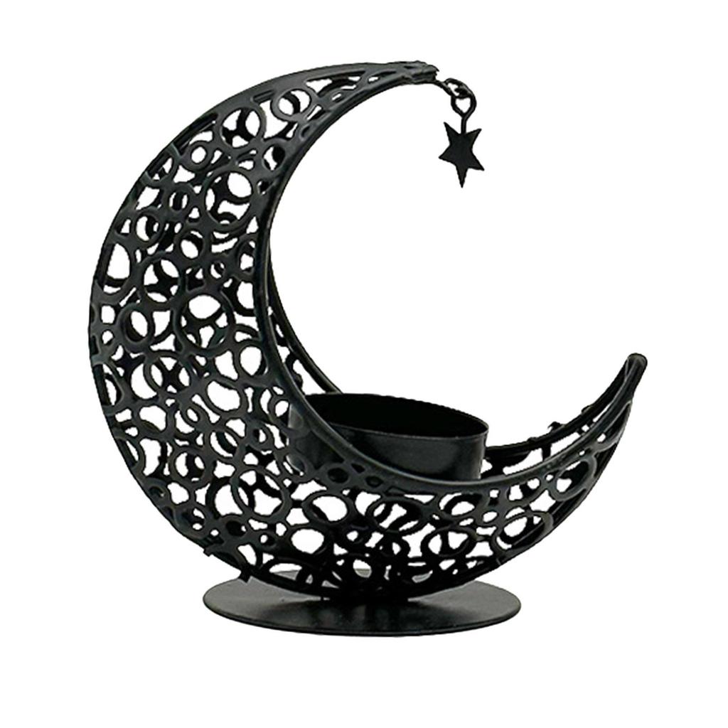 Moon Shaped Candle Holder Metal Candlestick Eid Mubarak for Hotel Party Supplies Housewarming Festival Prayer Votive Candle