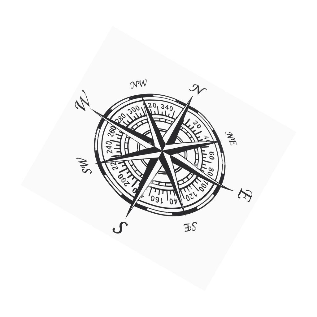 Car Campass Sticker Waterproof Cuttable PVC 20x20cm for Universal Auto Decoration