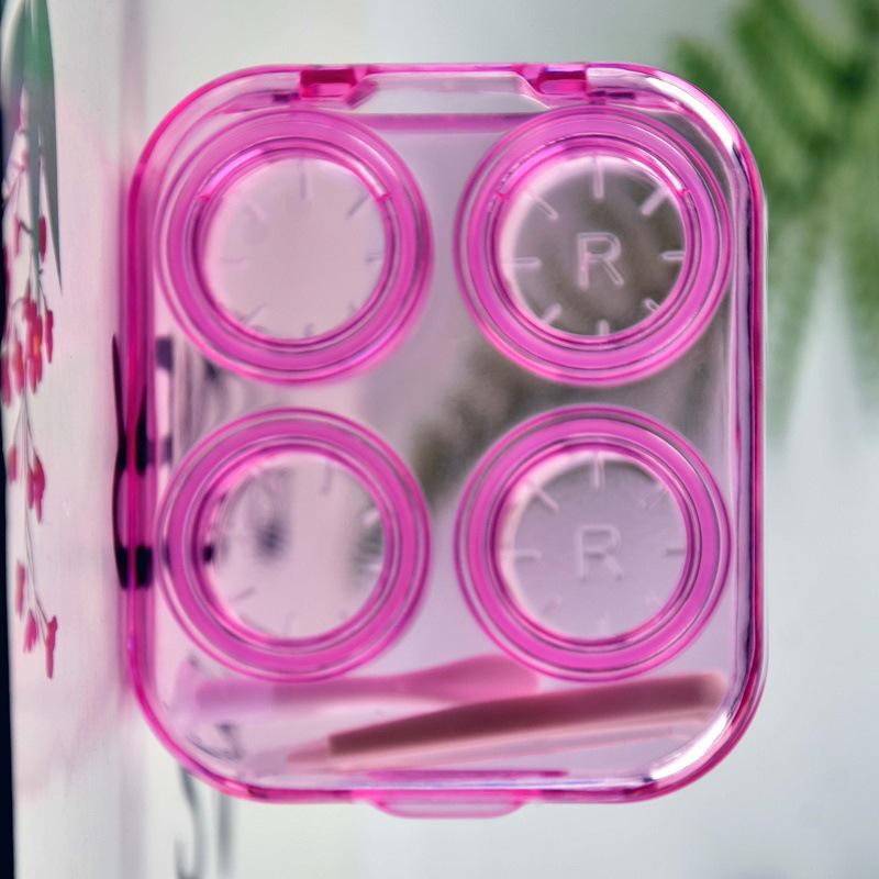 Two-Piece No-Twist Press-On Transparent Contact Lens Case - Portable Double Colored Storage