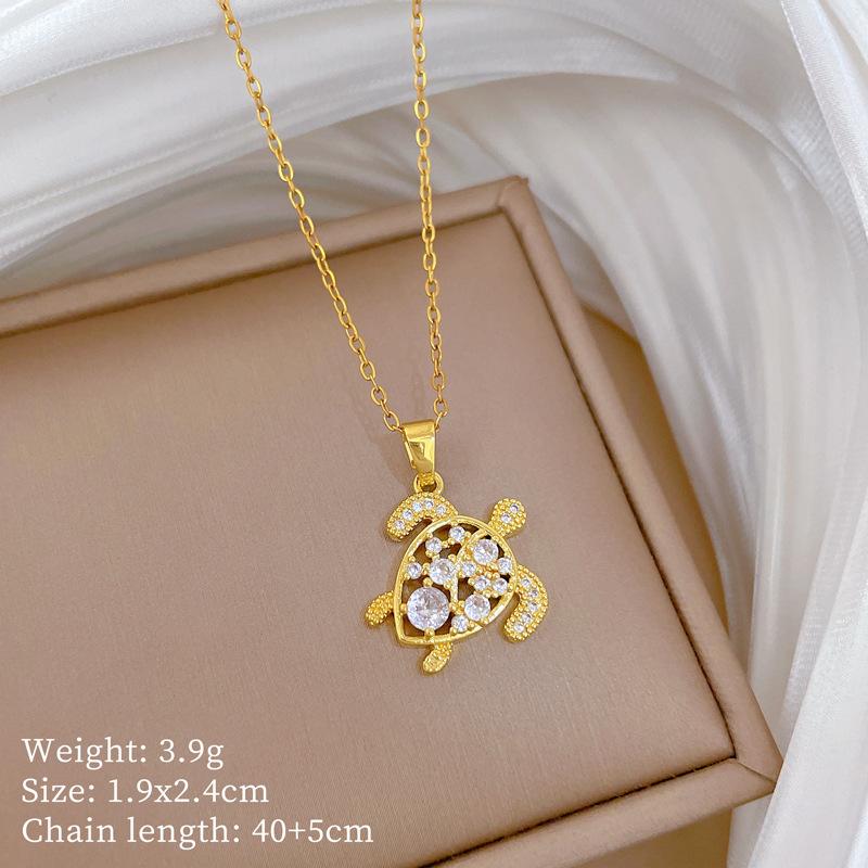 Copper Micro-Inlaid Light Luxury Fashion Personality Temperament Gorgeous Full Diamond Necklace Women'S Versatile Collarbone Chain Titanium Steel