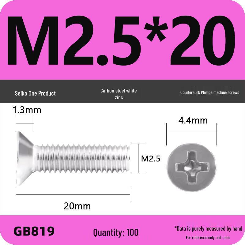 GB819 Zinc-Plated Carbon Steel Phillips Countersunk Screws: M2-M10