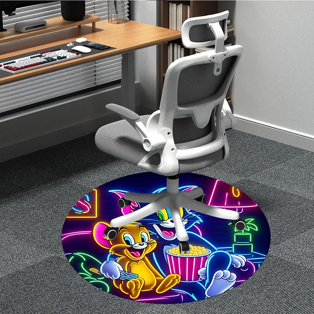 

1pc Tom Jerry Neon Office Round Area Rug, Under Office Chairs Bedroom Living Room Home Decor a1022366 80cm by 80cm