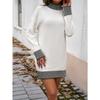 Women's Temperament Casual Color Blocking Sweater Dresses