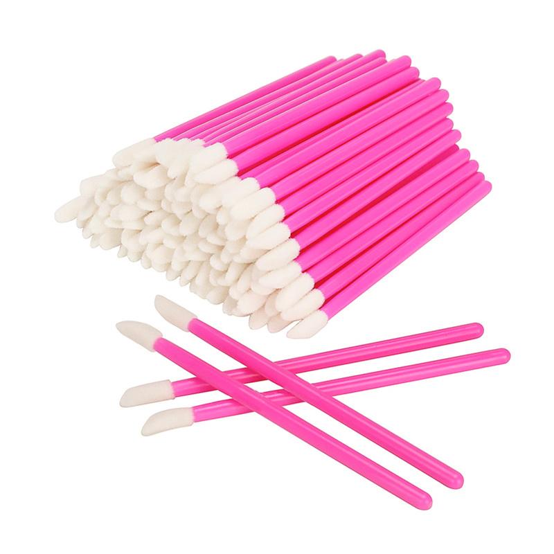 50 Pcs Disposable Lip Gloss Stick Applicator Lipstick Wands Set Cosmetic Tools Lip Brush Makeup Tools Hollow Lip Wands Nylon