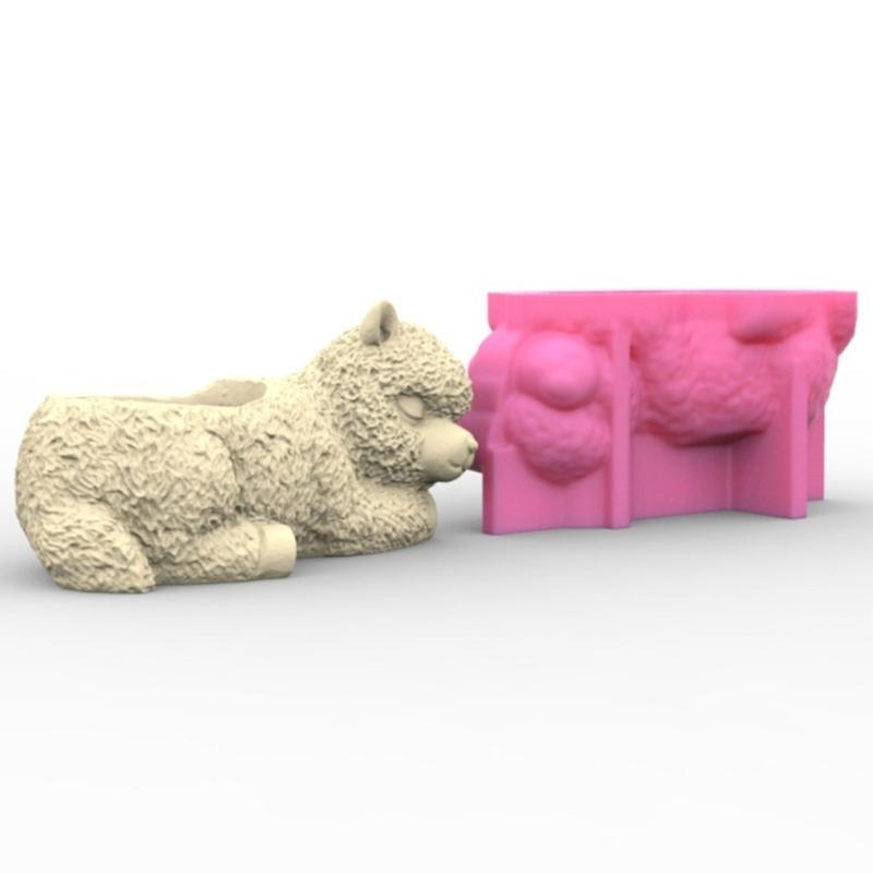 Silicone Molds Resin Casting Mold Home Decorations 3D Alpacas Candle Cup Mold Flowerpot Molds Gift for DIY Craft Lover