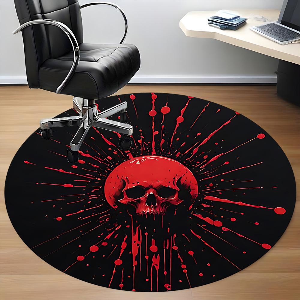 1PC Bloody Skull Office Round Rug, Non slip, Soft and Durable Office Rug for Interior Decoration, Perfect for Office
