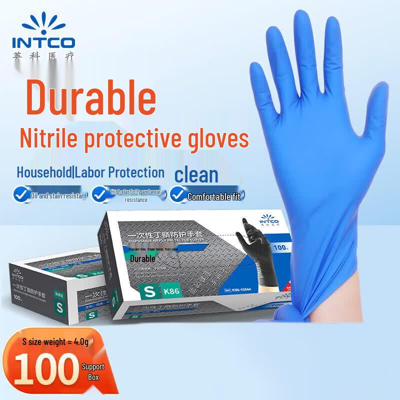 INTCO K86 Disposable Durable Blue Nitrile Gloves