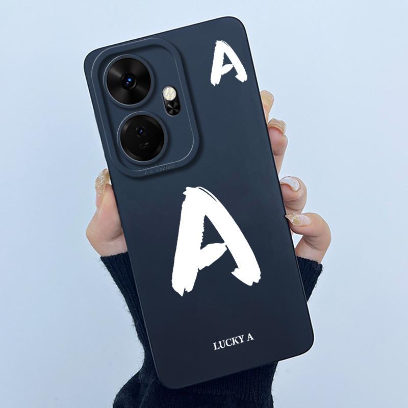 

For Itel P55 Plus Case P663LN P663L Shockproof Cover Lucky Initial Letter Liquid Silicone Soft TPU For Itel P55+ 2024 Phone Case Itel P55 Plus