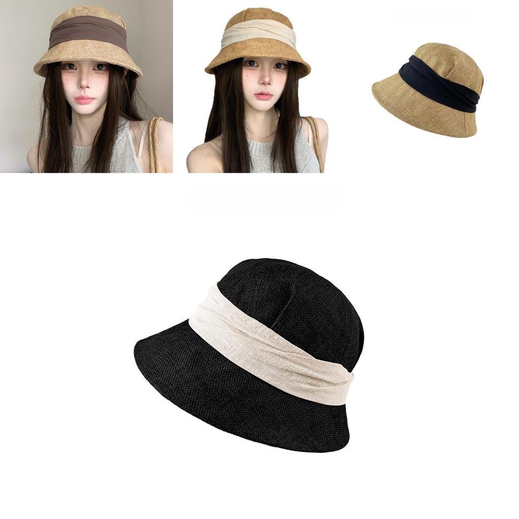 Vintage Cotton Linen Fisherman Hat With Wide Brim Sun Protection For Women Summer Casual Wear