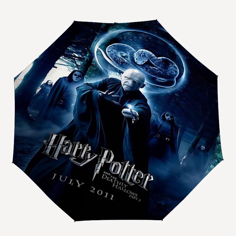 

1pc Harry Potter and the Deathly Hallows Part 2 Automatic Folding Umbrella - Compact 8-Rib Design, Durable Plastic & Iron1186L