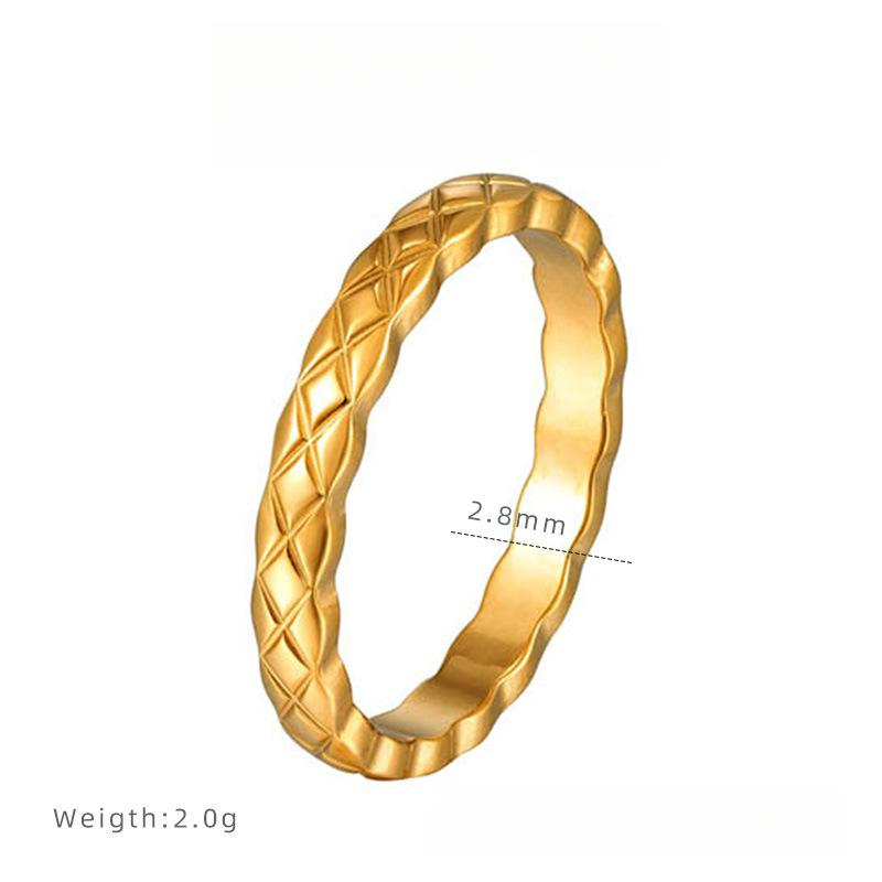 Korean Version Of Lamp Luxury Rhombus Fine Ring Simple Jewelry Niche Women'S Design Titanium Steel Electroplating Does Not Fade