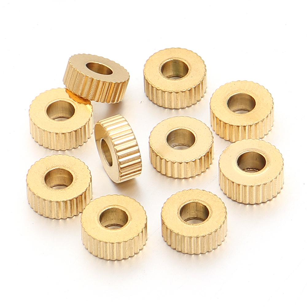 10-20pcs/lot Stainless Steel Spacer Beads Round Flat Texture Beads Loose Beads For DIY Bracelet Necklace Jewelry Making Supplies