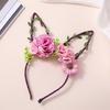 Hair Hoop Flower Decor Bunny Ears Design Headband Cosplay Birthday Photography Props Easter Party Headgear