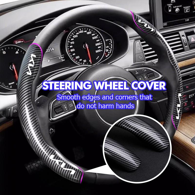 AHX1 For KIA Carbon Fiber Car Steering Wheel Cover Non-Slip Steering Wheel Cover Protector Case Cerato Soul Venga Forte Spectra