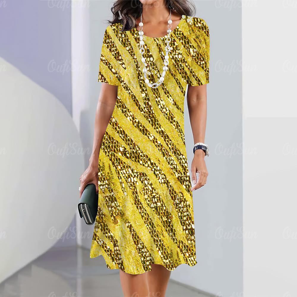 2025 New Women's Dresses Sequin Print Elegant Beautiful Dresses Female Summer Casual Fashion Daily Clothes