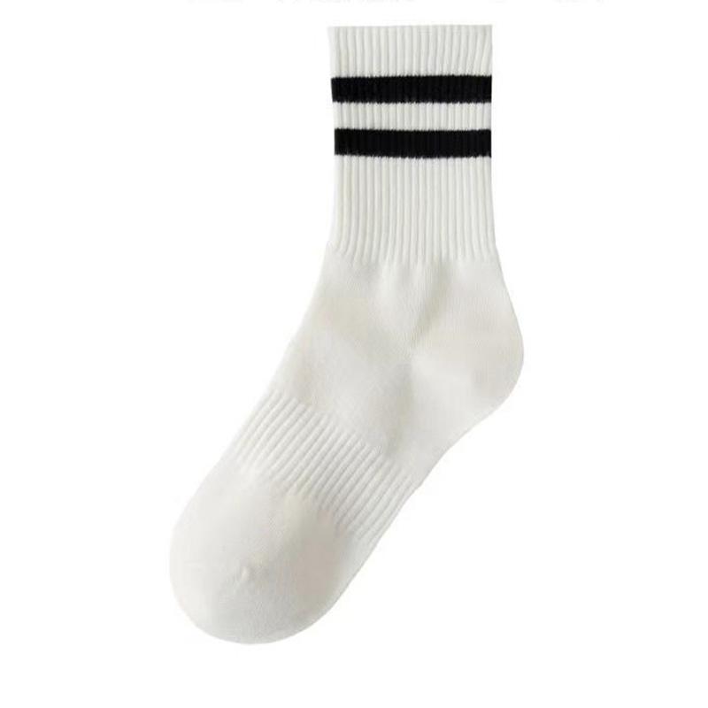 

Versatile Anti Odor Sweat Absorbing Breathable Sports and Leisure Socks Korean Simple and Fashionable Striped Mid Tube Socks One Size белый