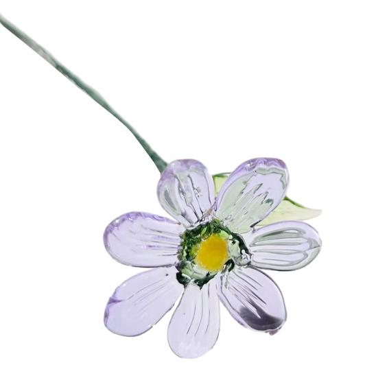 Ručně foukaná skleněná květinová dekorace s drátěným stonkem, ručně vyráběná figurka s barevnou glazurou, květinová váza, ozdoba do domácího obývacího pokoje, na kancelářský stůl