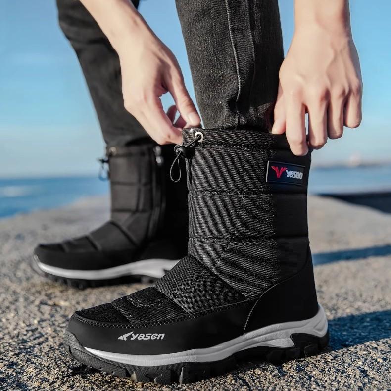 Men's winter thickened padded wool waterproof comfortable warmth cold -40 ° lightweight hiking waterproof non-slip thick sole snow boots