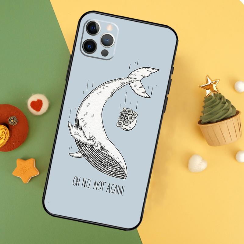 Cartoon Whale Phone Case For iPhone 17 Pro Max 17Air 16E 15 14 13 12 11 16 Pro Max Mini Shockproof Cover