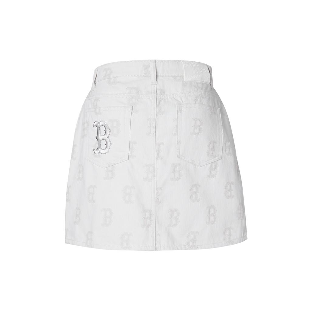 New MLB Boston Red Sox Denim Short Skirts Women's Cream 3FDSM0133-43CRS