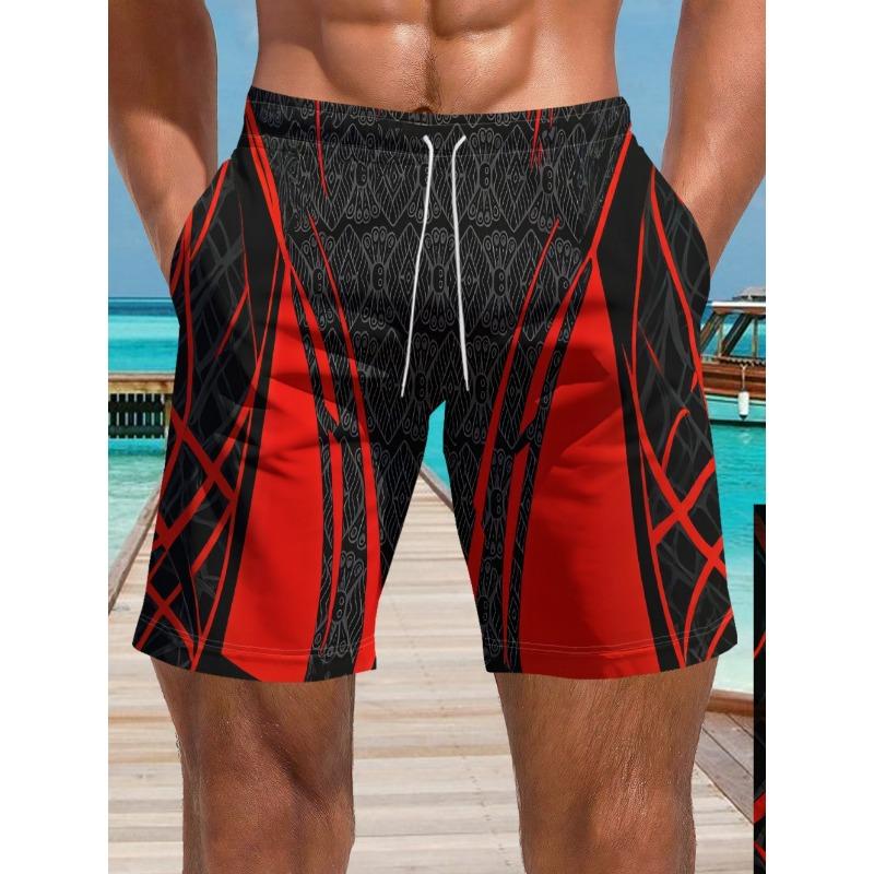 Pantalones Cortos de Baño Casuales con Cordón Estampado de Moda para Hombre, Pantalones Cortos de Natación y Fitness de Verano para Hombre