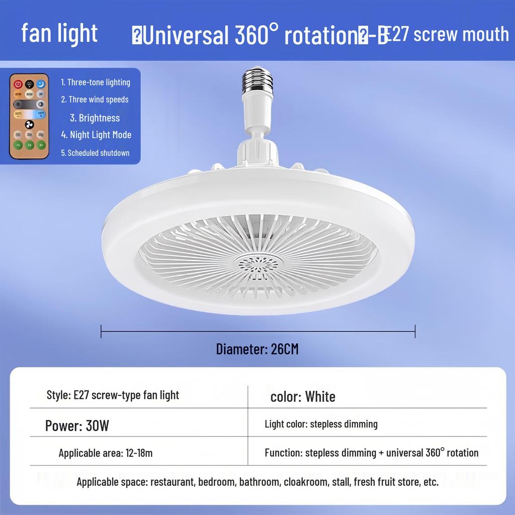 Nordic E27 Remote Control Fan Chandelier with Universal Mesh Cover