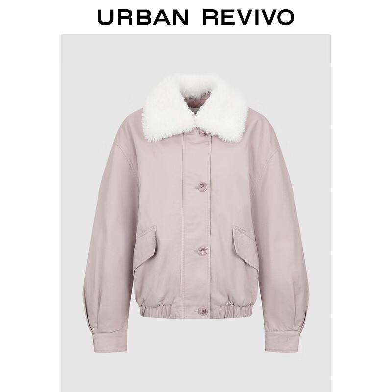 

Women s Retro Workwear Patchwork Fur Collar Coat M