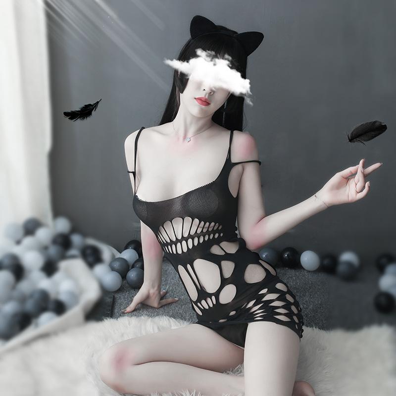 Sex underwear Sexy suspenders, hollowed out, mesh open-file one-piece stockings, mesh skirt one-piece socks