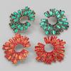 Unique Crystal Sunflower Earrings for Women Large Circle Flower Shape Accessory