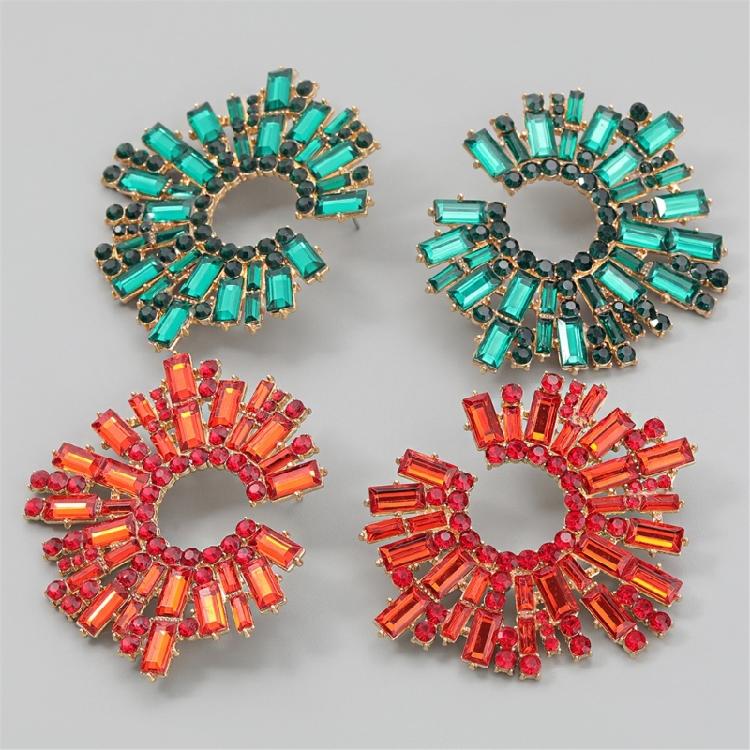 Unique Crystal Sunflower Earrings for Women Large Circle Flower Shape Accessory