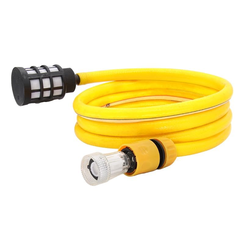 YUET 15M Pine Suction Hose with Quick Coupling and Filter for Kärcher K2, K3, K4, K5, K6, K7 Series and Bosch AQT Series Pressure Washers, PVC 3-Ply H