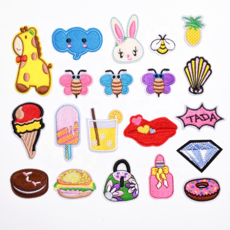 China Factory in Stock Custom Embroidered Badges Low MOQ Custom Garment Accessories Embroidered Patches for Kids Decorations different size for options