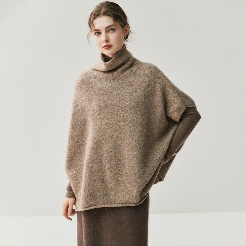 Women's High Neck Yak Wool Batwing Sleeve Sweater - 2025 Autumn/Winter