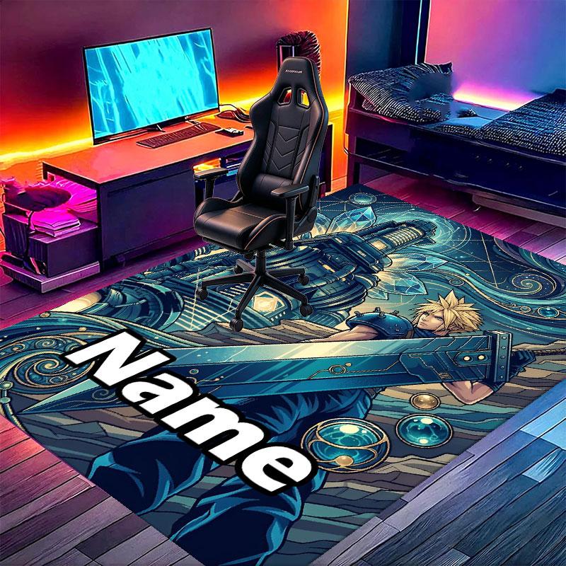 Benutzerdefinierter Name Personalisierter Final Fantasy Druck Teppich, Vielseitiger Heimdekor Teppich, für Spielzimmer, Wohnung, Balkon, Eingangsbereich, Flur Geschenk