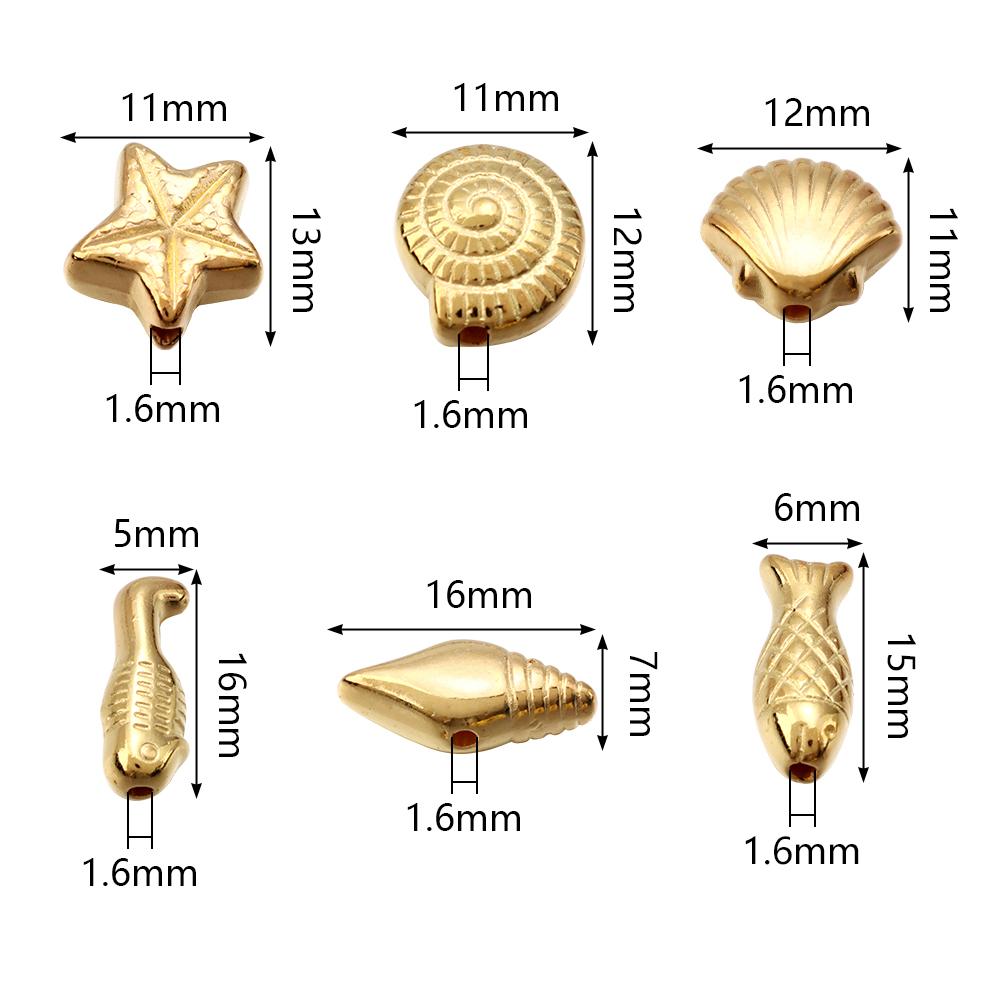 Apx 65pcs/lot CCB Ocean Series Beads Gold Color Conch Fish Charm Bead for DIY Necklace Bracelet Jewelry Making Findings