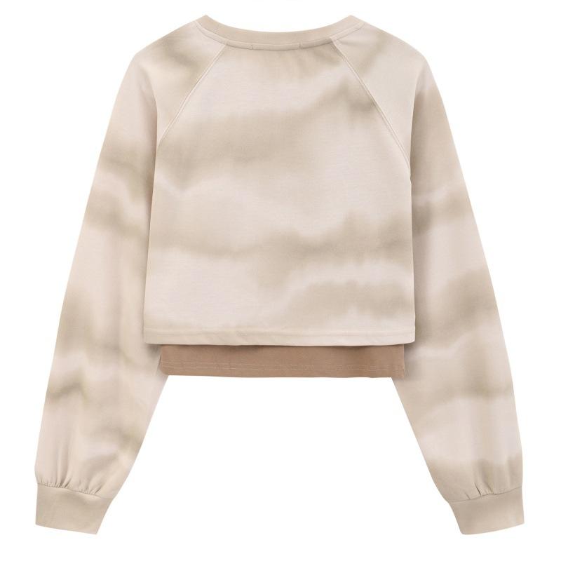 Pullover Sweatshirt Two Piece Women's Long Sleeve Loose Crop Top