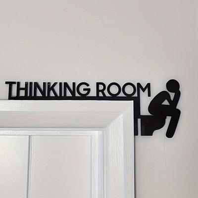 1Pc Modern Metal Toilet Door Sign - Thinking Room Wall Mount Sculpture, Home Decor Artwork, Decorative Door Frame Pendant