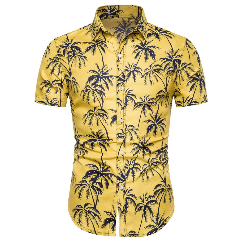 

Мужская летняя льняная рубашка с коротким рукавом, блузка, тонкий топ с принтом