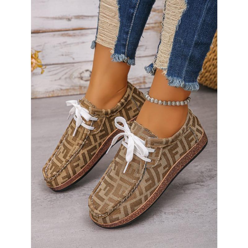 Plus Size Ethnic Style Lace-up Shoes Women's Low-top Letter Colorful Graffiti Canvas Flat Shoes