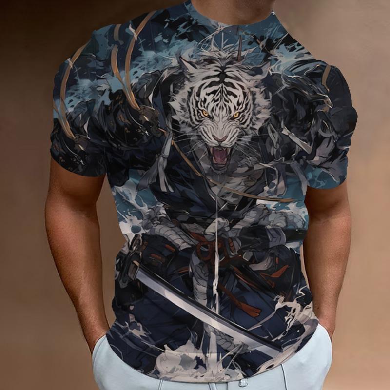 

Retro Animal T-Shirt For Men 3d Japanese Animal Print Short Sleeve Tees Summer Pullover Loose Oversized Men Clothing 5XL