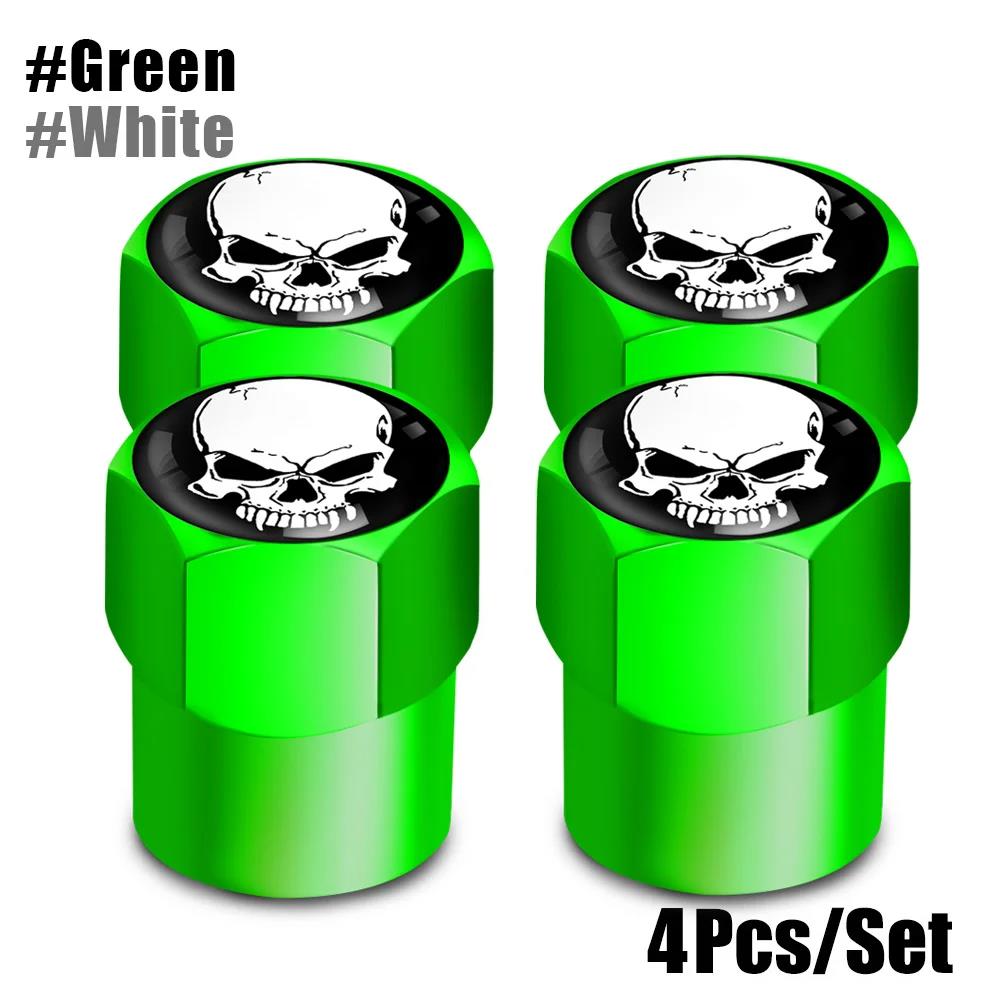 4Pcs/Set Skull Tire Valve Stem Cap Corrosion Resistant Dust Proof Cover Universal Fit for Car Bicycle Truck Motorcycle Stem Caps1