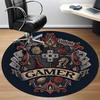 1pc Gamer Crest Office Round Area Rug, Indoor Mat Suitable For Office, Under Office Chairs Bedroom Living Room Home Decor, Room Deco