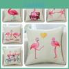 Adorable New Ins Flamingo Cartoon Soft Linen Throw Pillow For Cozy Sofa Decor